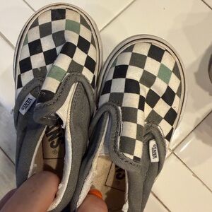 Vans Kids Checkerboard Slip-On Sneakers - Black, White, Gray, Green